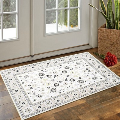 Washable Area Rug Vintage Floral Rug Boho Rug Oriental Floor Cover