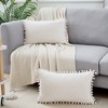 Unique Bargains Farmhouse Bedroom Decorative Velvet Pompoms Fringe Throw Pillow Covers 2 Pcs - 3 of 4