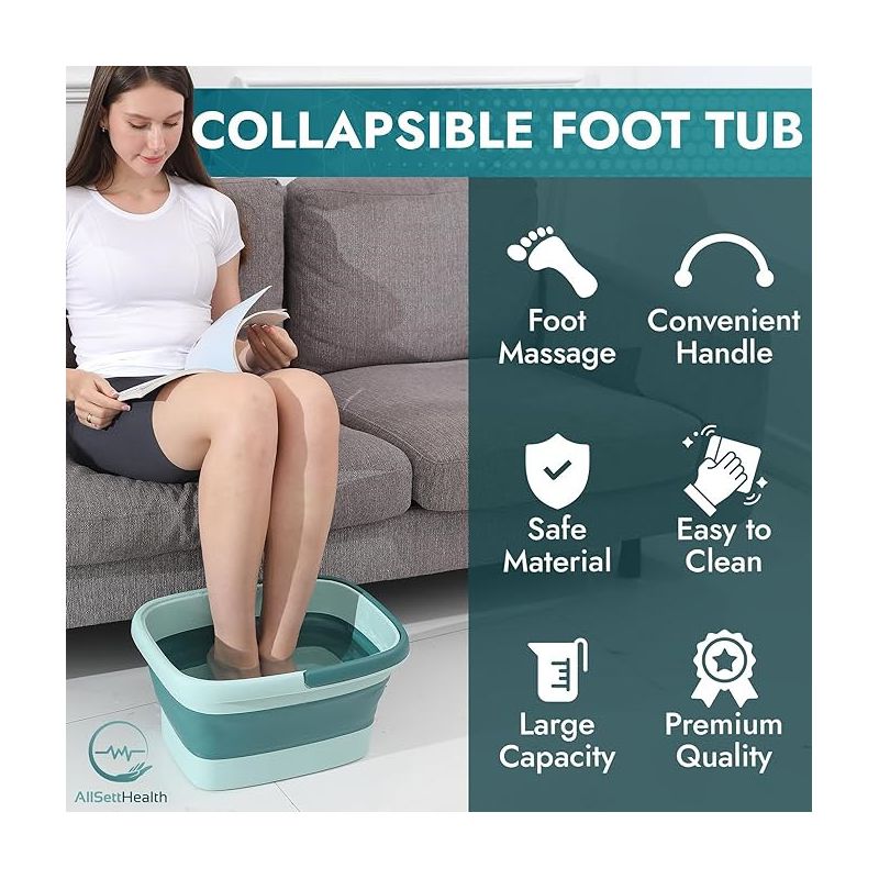 Allsett Health Collapsible Foot Bath – Advanced Foot Soaking Tub with Portable Design and Handle – Pedicure Foot Spa with Acupressure Points, 4 of 8