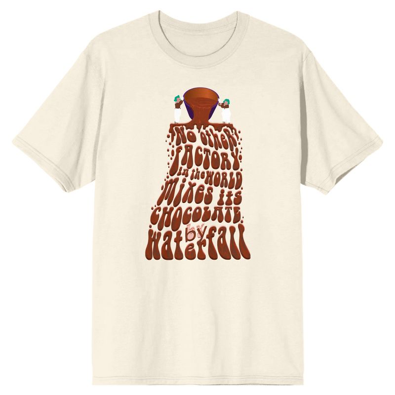 Willy Wonka & The Chocolate Factory No Other Factory in the World Mixes its Chocolate by Waterfall Natural Tan Men's T-Shirt, 1 of 2
