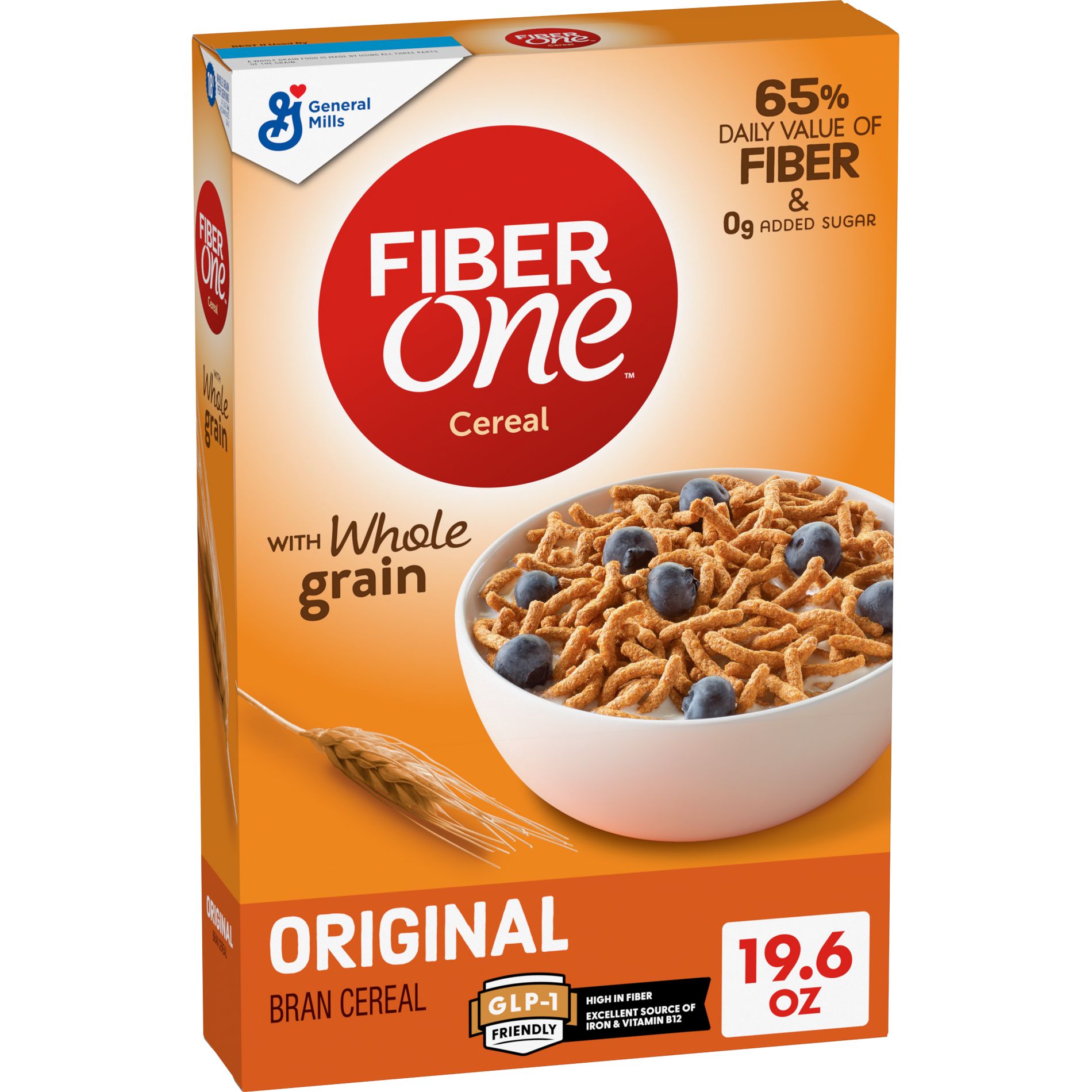 Fiber One Original Bran Breakfast Cereal 19.6oz - General Mills: No Added Sugar, Whole Grain
