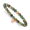 Chisel Stainless Steel Polished Rose IP-plated 6mm African Turquoise Beaded Stretch Bracelet - 2 of 4