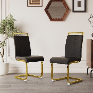 CAVINAS Modern Dining Chairs, Faux Leather High Back Upholstered Side Chair with C-shaped Tube Metal Legs, Guest Office Chair - 1 of 4