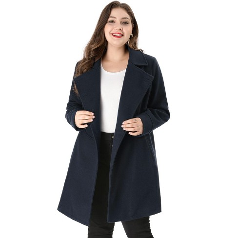 Agnes Orinda Women's Plus Size Winter Fashion Outerwear Double Breasted  Warm Overcoats Grey 3x : Target