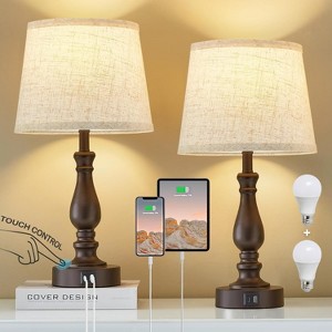 GTCLIGHTING Table Lamps Set of 2,Dimmable Touch Lamps for Bedroom with USB Charging Ports, Modern Small Lamp for Nightstand, Living Room,Office - 1 of 4