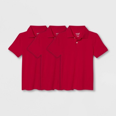 Boys' 3pk Short Sleeve Pique Uniform Polo Shirt - Cat & Jack™ Red