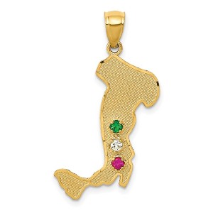 Black Bow Jewelry 14k Yellow Gold & CZ Textured Italy Map Pendant, 16 x 32mm - 1 of 4
