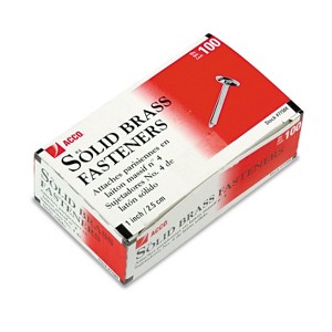 Acco Brass Prong Paper File Fasteners 1" Length 100/Box 71504 - 1 of 1