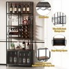 82.7" Floor Standing Tall Coffee Bar Cabinet With Storage, Industrial Style Wine Rack With Glasses Holder,5 Tier For Home Office Dining Room - 4 of 4