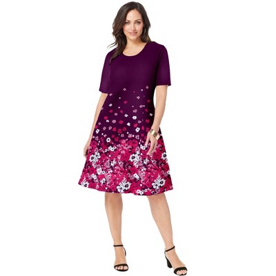 Jessica London Women's Plus Size Stretch Ponte Flare Dress