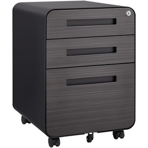 Munora 3-Drawer Mobile File Cabinet - Under Desk Storage for Legal/Letter/A4 Files - Lockable, 5-Wheel Design - Black Cold Rolled Steel - 1 of 4
