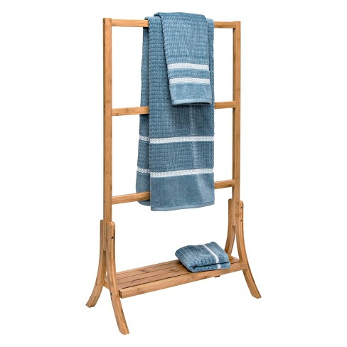 bamboo towel rack with hooks