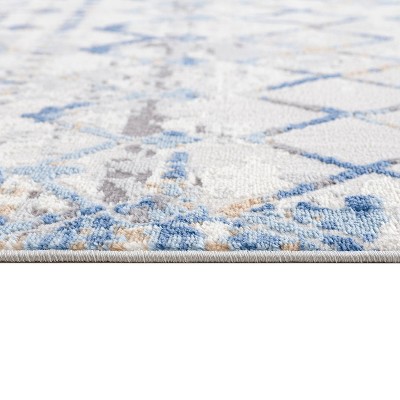 Hannah Moroccan Blue and Cream 5' x 7' Area Rug