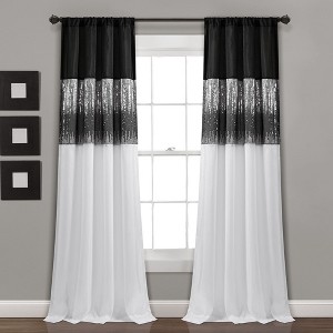 Home Boutique Night Sky Window Curtain Panel Single Black/White 42X84 - 1 of 1