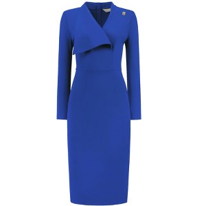 INSPIRE CHIC Women's Elegant Pencil Lapel V Neck Long Sleeve 2025 Trendy Work Knee Length Dresses - 1 of 4