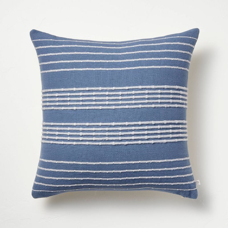 18"x18" Textured Bead Stripe Square Throw Pillow - Hearth & Hand™ with Magnolia, 1 of 6