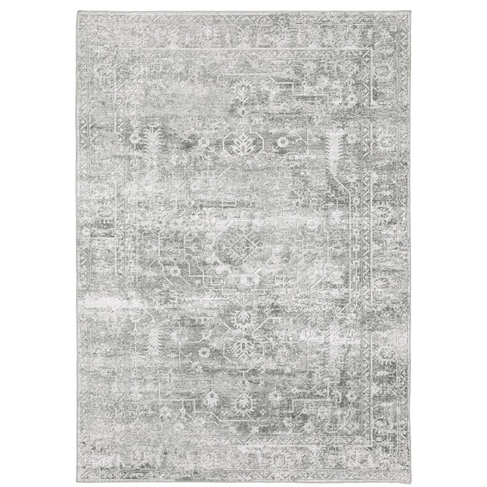 Photos - Area Rug 5'x7' Micah Washable Distressed Oriental Indoor  Gray/Ivory - Capt