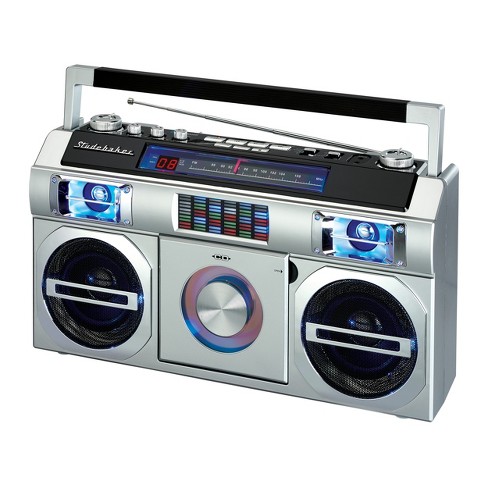 Studebaker 80's Retro Street Bluetooth Boombox With Fm Radio, Cd Player,  Led Eq (sb2145) - Silver : Target