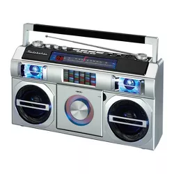 Studebaker 80's Retro Street Bluetooth Boombox with FM Radio, CD Player, LED EQ (SB2145) - Silver