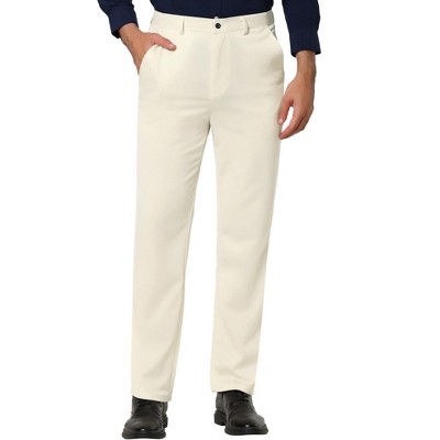 Lars Amadeus Men's Flat Front Regular Fit Solid Color Stretch Business Trousers Dress Pants