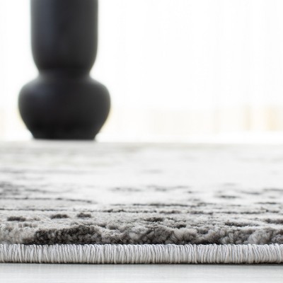 Grey and Green Abstract Hand-knotted 4' x 6' Area Rug