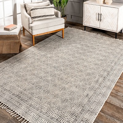 Ivory Cotton Flat Woven Trellis 4' x 6' Area Rug