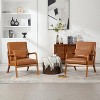 23"W Accent Chair Padding Lounge Arm Chair with Cushion and Pillow, Velvet/PU-ModernLuxe - 2 of 4