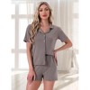 INSPIRE CHIC Women's 2 Pcs Lounge Set Button Down Short Sleeve Tops with Shorts Casual Pajama Sets - 3 of 4