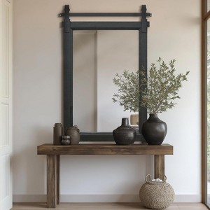 Barn Door Vanity Mirror with Solid Wood Frame for Farmhouse Bathroom and Living Room Decor - 1 of 4