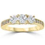 Pompeii3 1 1/2 cttw Diamond 3-Stone Engagement Anniversary Ring 14k Yellow Gold