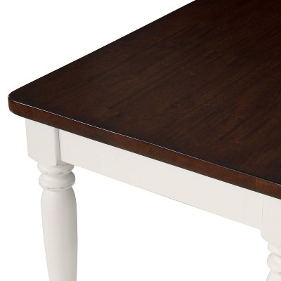Distressed White and Dark Wood 4-Piece Dining Set with Bench
