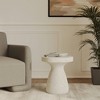 LeisureMod 16” Wide Round Side Table in Fiberstone with Hourglass Pedestal Design for Indoor and Outdoor Use Wisp Collection in Terrazzo - image 3 of 4