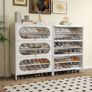 Bekrvio 6-Tier 42” Entryway Shoe Storage Cabinet - 3 Flip-Up Doors, Removable Shelves, 18-24 Pairs, Metal, Tall Freestanding Modern - 1 of 4