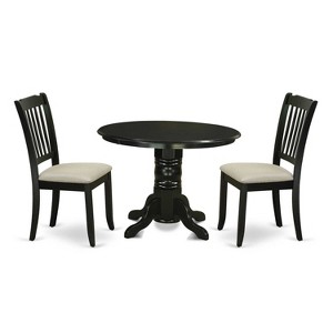 HomeStock 3-Pc Black Finish Solid Wood Top - Round Dining Room Set - Seats 4 - 1 of 4