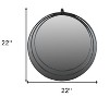 HomeRoots 22" Black Round Metal Framed Accent Mirror - 3 of 4