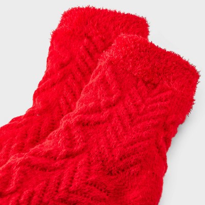 Women's Super Soft Herringbone Textured Double Lined Cozy Ankle Socks - Auden Red 4-10 - image 3