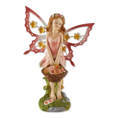 10.75" Polyresin Fairy Solar Garden Statue Pink - Zingz & Thingz