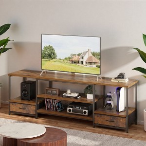 FONTOI TV Stand for Living Room Mid-Century Modern Console Entertainment Center with 2 Drawers, TV Stand for 75 Inch TV, Brown, 15.8"* 63"*21.7" - 1 of 4