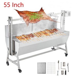 200 LBS Roaster Spit Rotisserie BBQ Grill Pig Lamb Chicken Roaster 55" With Wheels - 1 of 4