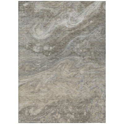 Taupe Beige And Ivory Abstract Washable Indoor Outdoor Area Rug