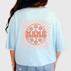 Simply Sage Market S.W.Smiley Checkered Mama Flowers Front and Back Print Garment Dyed Tee - 1 of 4