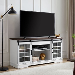 NicBex TV Stand for 65 Inch TV,TV Entertainment Center with 2 Sliding Fluted Glass Tempered Doors,TV Console Table for Living Room - 1 of 4