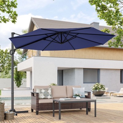 Sonkuki 10 FT Patio Cantilever Umbrella, Outdoor Round Offset Sturdy Umbrellas 360° Rotation