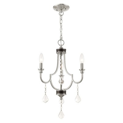Elegant Brushed Nickel 3-Light Mini Chandelier with Clear Crystals