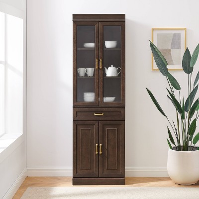 Stanton Coffee Brown Glass Door Kitchen Storage Pantry