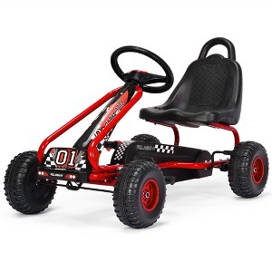 Costway Kids Pedal Go Kart 4 Wheel Ride On Toys w/ Adjustable Seat & Handbrake - 1 of 4