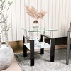XINGHANZHENXUAN 1 Pcs Modern Tempered Glass Tea Table Coffee Table End Table, Square Table for Living Room - 3 of 4