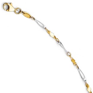 Black Bow Jewelry 14k Two Tone Gold 3mm Polished Fancy Link Anklet, 10 Inch - 1 of 4