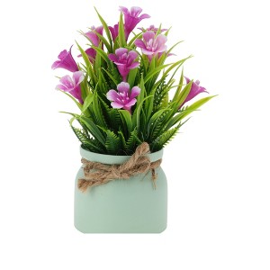 Unique Bargains Artificial Plants Spring Grass with Lily Blossoms Plastic 3.07"x3.07"x7.48" 1 Pc - 1 of 4