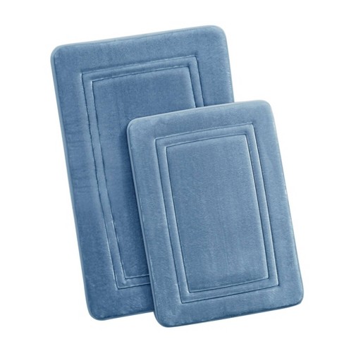 2pc Quick Drying Memory Foam Framed Bath Mat With Griptex Skid-resistant  Base Gray - Microdry : Target